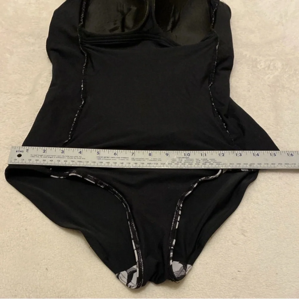 Elegant Black and White and Gray Floral Women's One-Piece Swimsuit